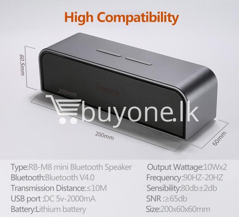 remax rb m8 portable aluminum wireless bluetooth 4.0 speakers with clear bass computer accessories special best offer buy one lk sri lanka 57650 - REMAX RB-M8 Portable Aluminum Wireless Bluetooth 4.0 Speakers with Clear Bass
