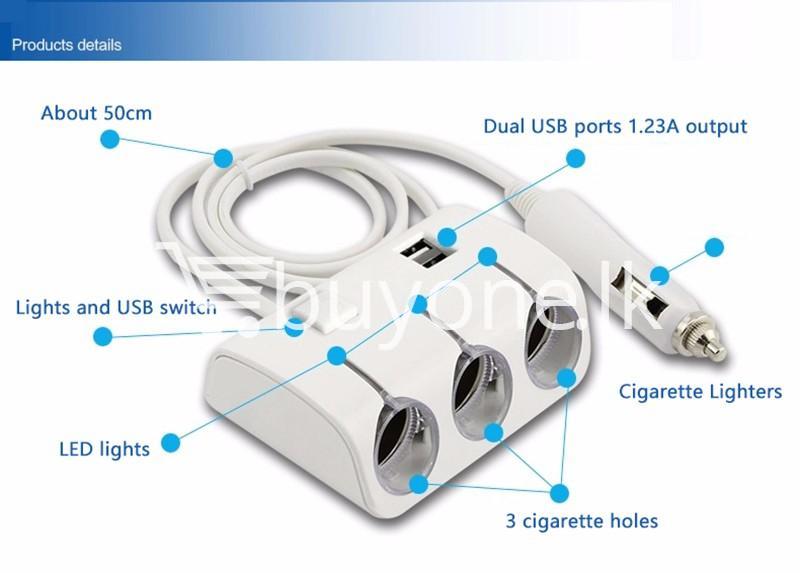 universal car sockets 3 ways with dual usb charger for iphone samsung htc nokia automobile store special best offer buy one lk sri lanka 19858 - Universal Car Sockets 3 Ways with Dual USB Charger For iPhone Samsung HTC Nokia