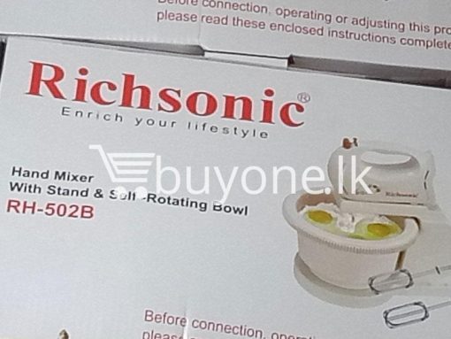 richsonic enrich your lifestyle hand mixer with stand self rotating bowl rh 502b home and kitchen special best offer buy one lk sri lanka 99507 510x383 - Richsonic Enrich your lifestyle Hand Mixer with Stand & Self-Rotating Bowl RH-502B